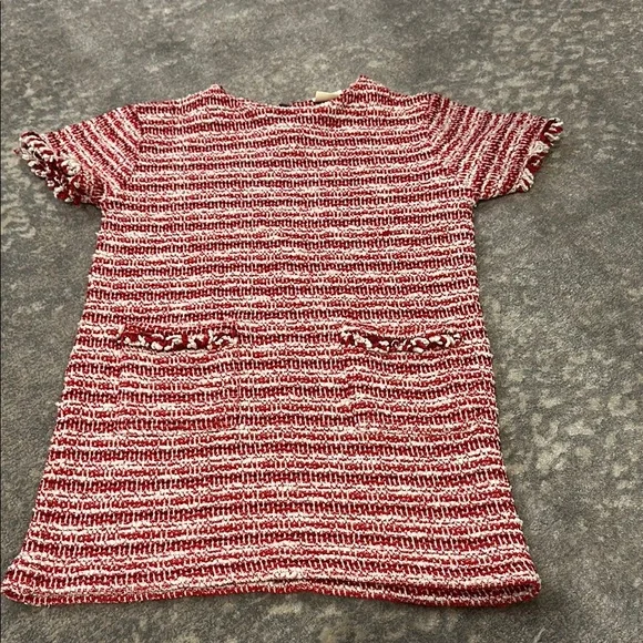 ZARA Red and White Striped Knit Dress KIDS SIZE 5 - Picture 1 of 6